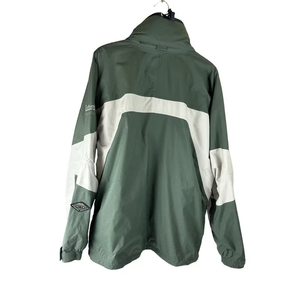 Mens Titanium Waterproof Columbia Jacket Hidden Hood Sage Green White Size Large - Picture 2 of 15